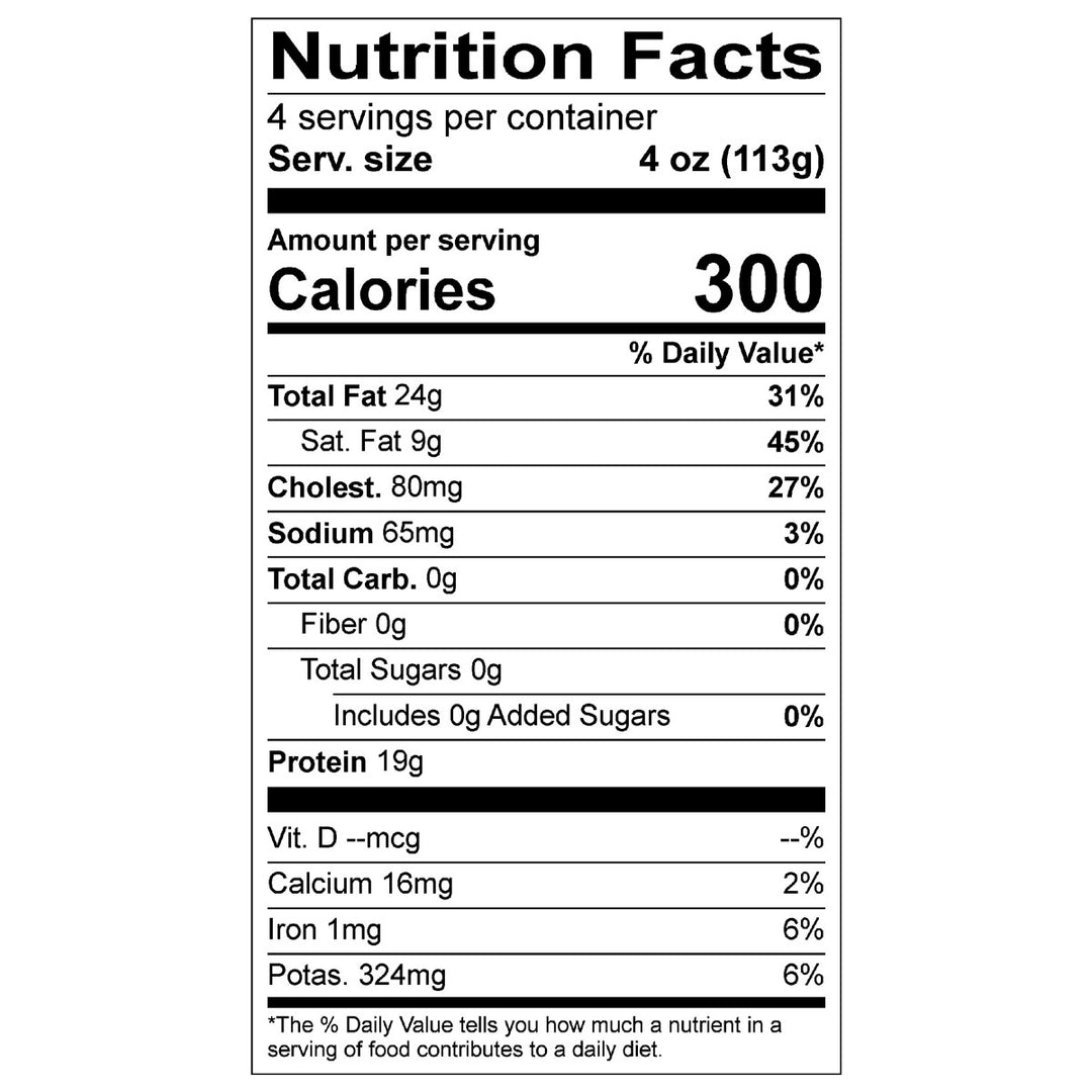 organic prairie ground pork nutritional information