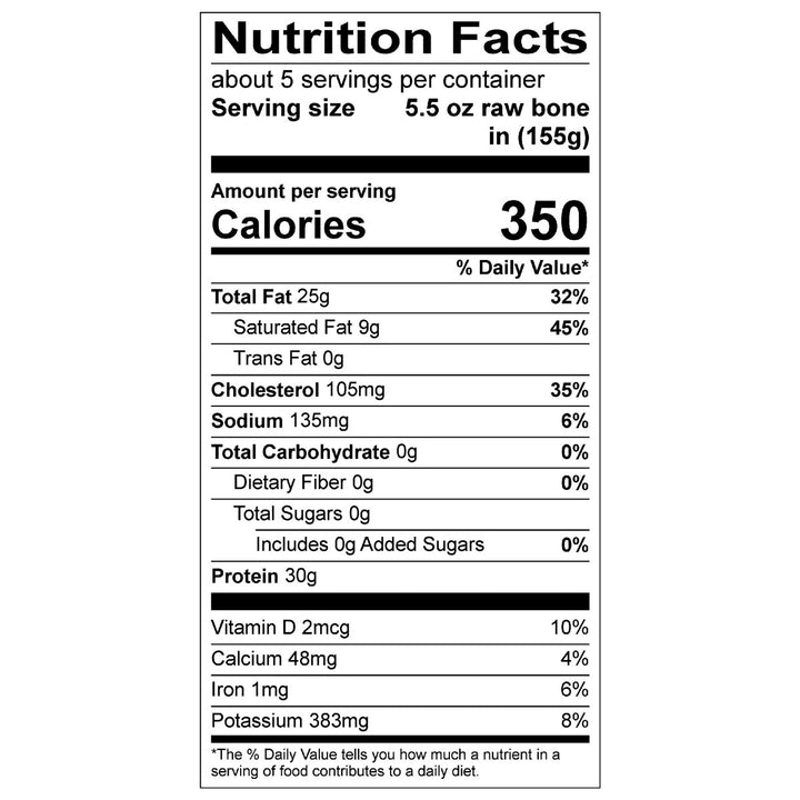 organic prairie baby back ribs nutritional information