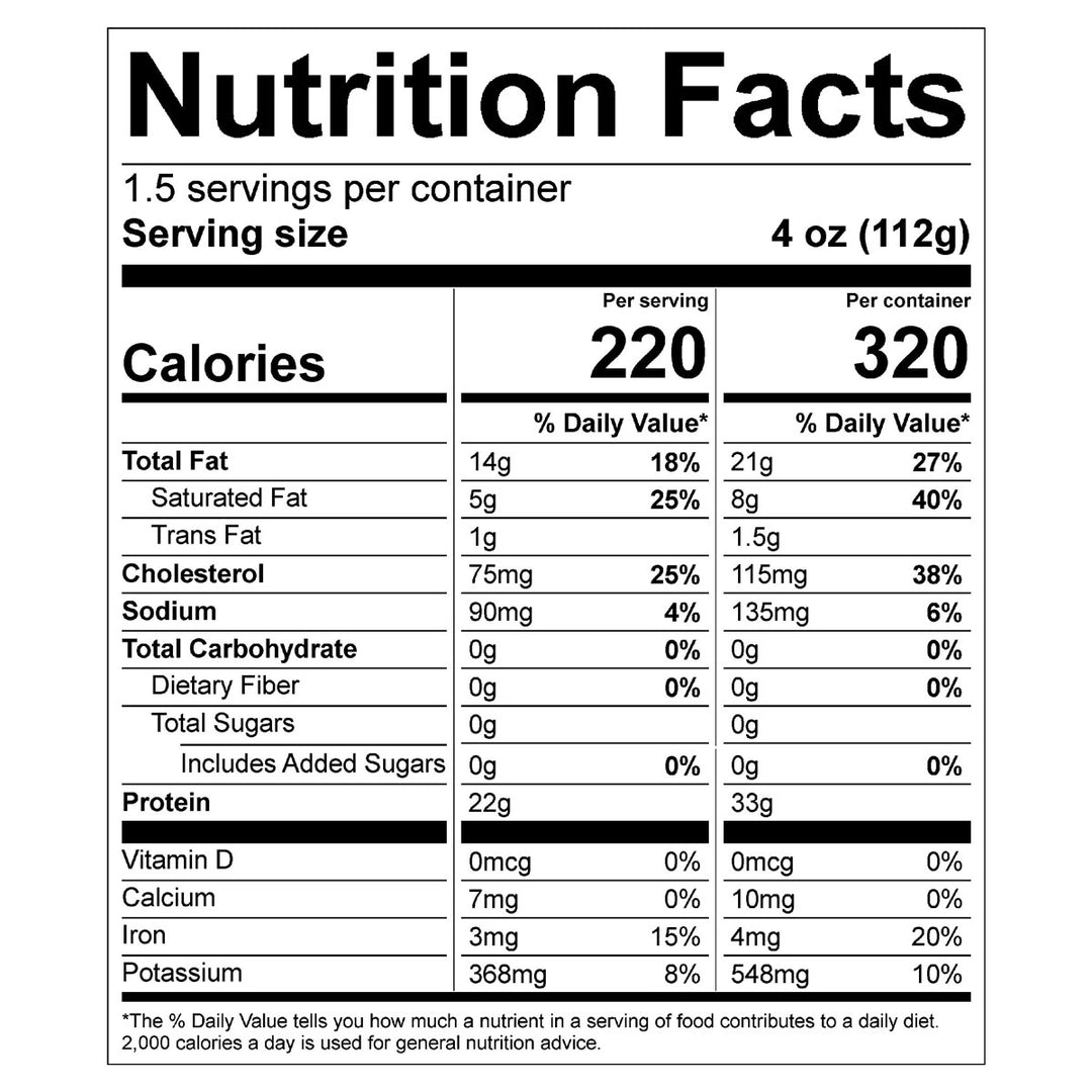 organic prairie picahna nutritional information