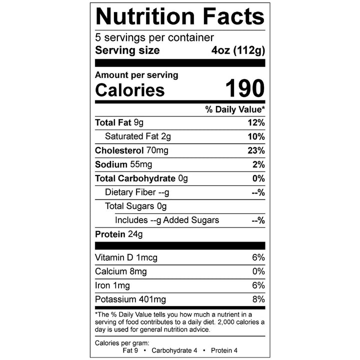 organic prairie pork loin roast nutritional information