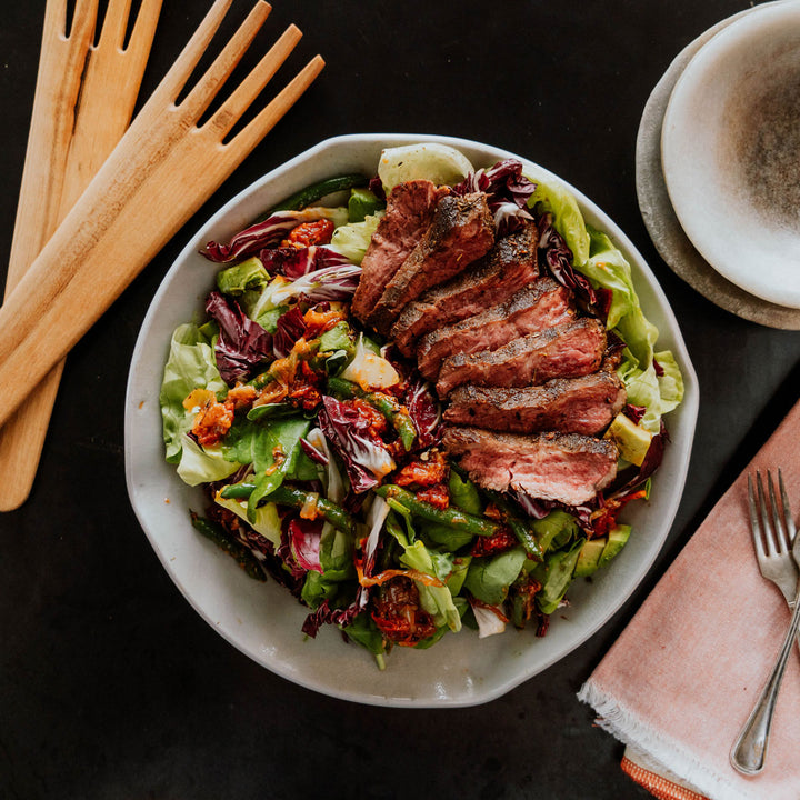 organic flat iron steak salad