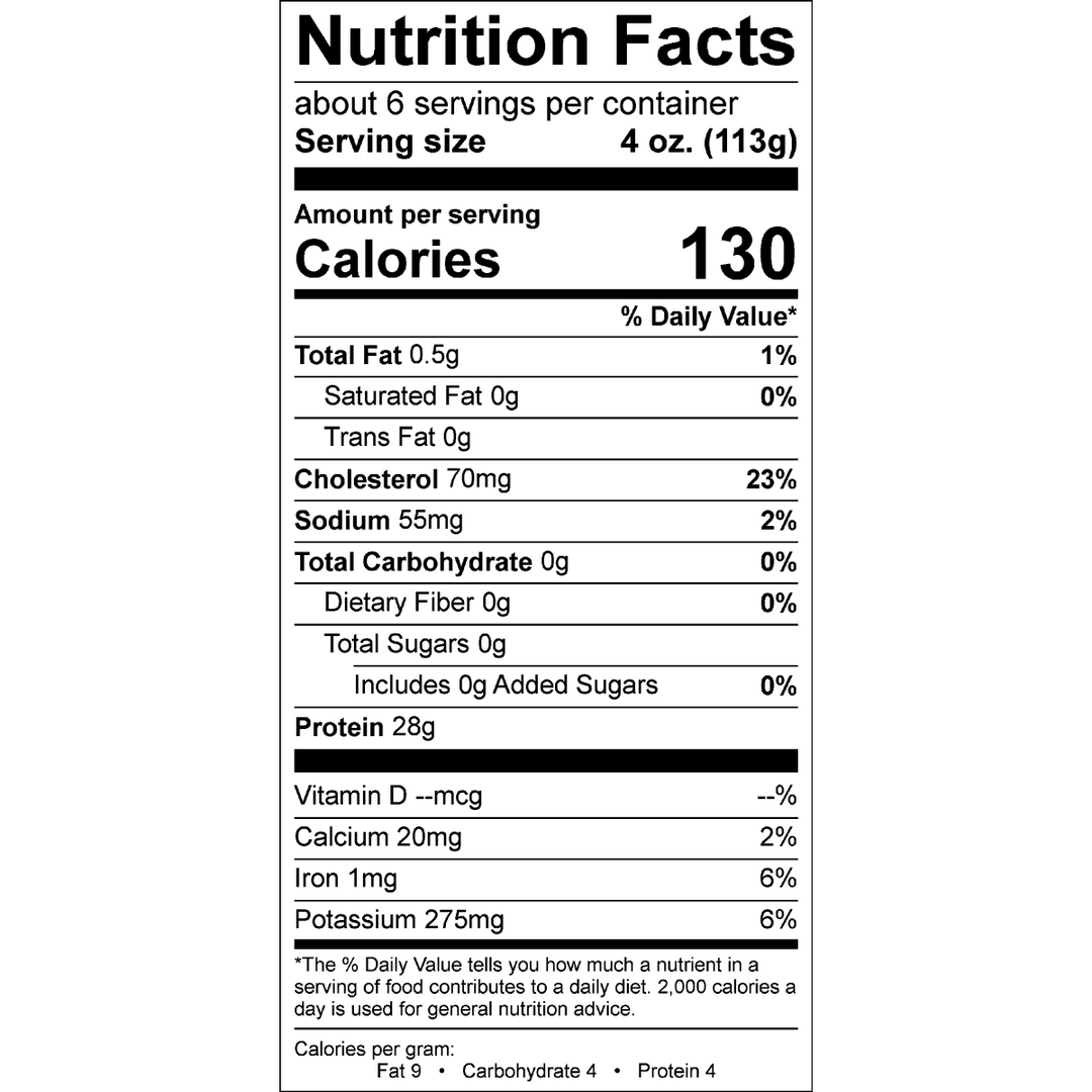 Organic Prairie Organic Boneless Skinless Turkey Breast Nutrition Facts