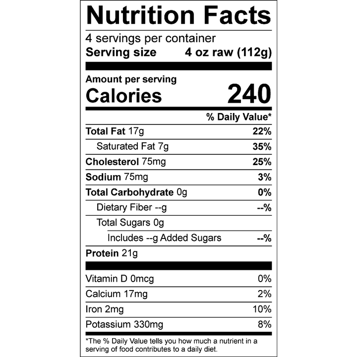 Organic Prairie Grassfed Ground Beef Nutrition Facts