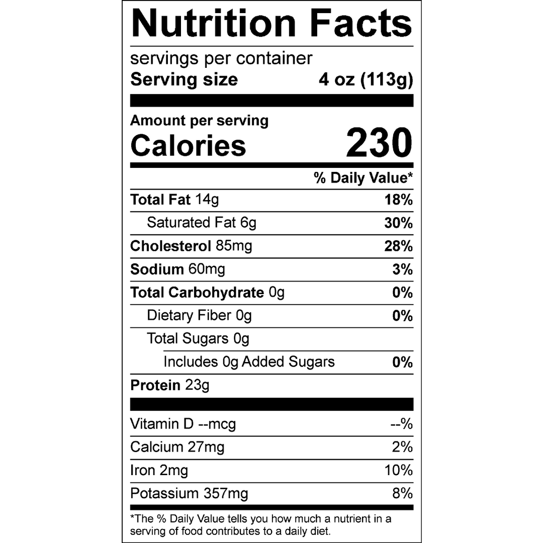 Organic Prairie Organic Center Cut Top Sirloin Steak Nutrition Facts